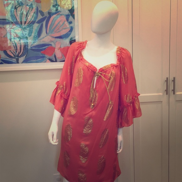 Milly of New York Dresses & Skirts - Milly coral resort season metallic dress